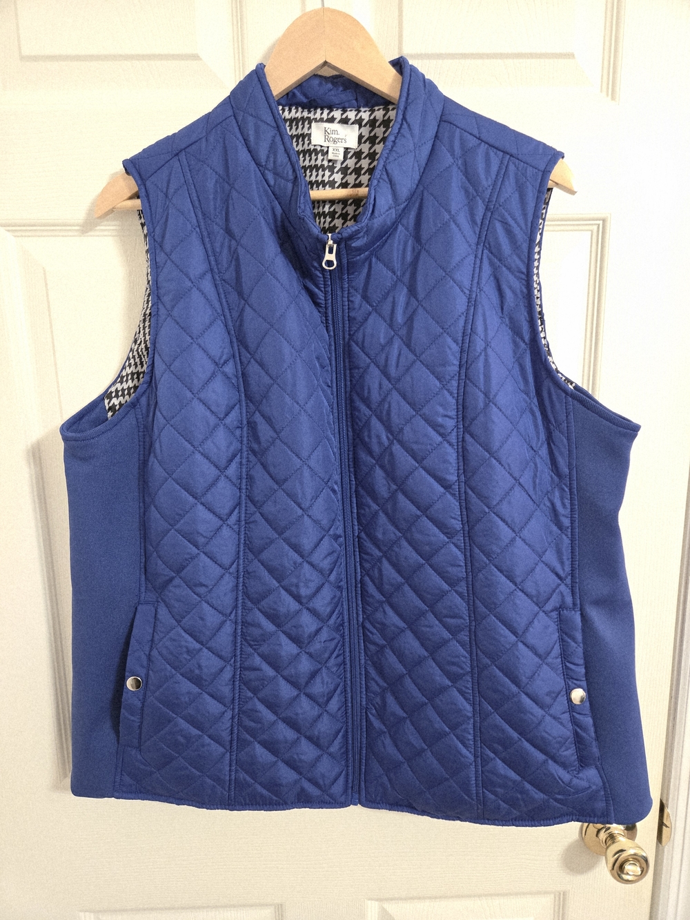 Kim Rogers Blue Quilted Zip-Front Vest Size XXL
